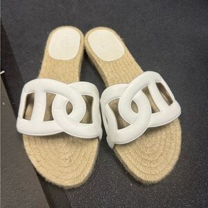 Hermes famosa espadrille sandal white leather size 35